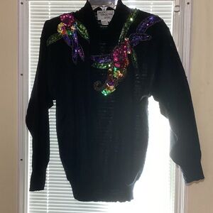 EUC Regency Collection for Joyce Black Sequin Embellished Women's Sweater